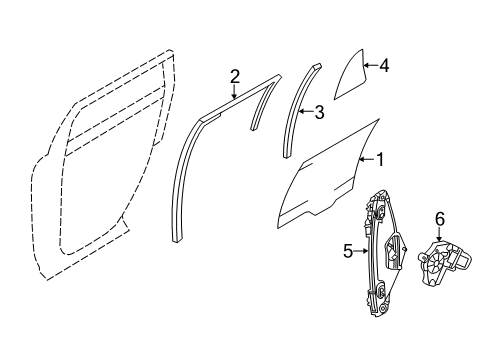2012 Lincoln MKX Rear Door - Glass & Hardware Diagram