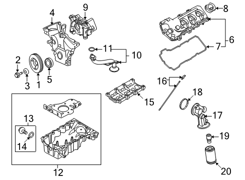 2008 Mercury Sable Engine Parts, Mounts, Cylinder Head & Valves, Camshaft & Timing, Variable Valve Timing, Oil Pan, Oil Pump, Crankshaft & Bearings Diagram