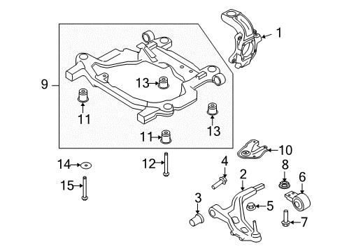 2011 Ford Taurus Front Suspension Components, Lower Control Arm, Stabilizer Bar Diagram