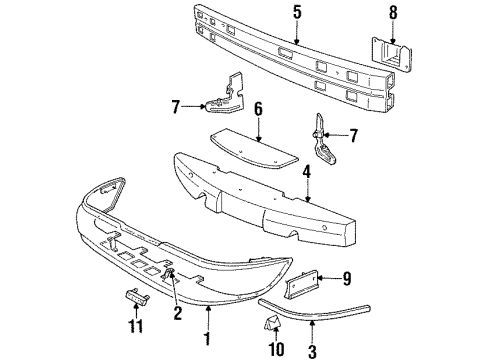 1995 Lincoln Continental Bumper, Front Diagram for F5OY17757A