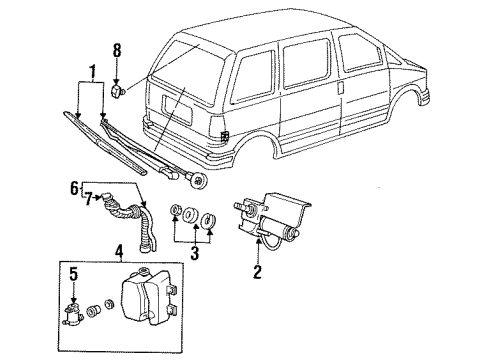 1989 Ford Aerostar Lift Gate - Wiper & Washer Components Diagram