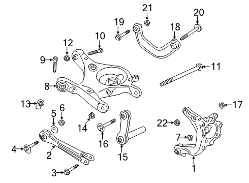 2022 Ford Police Interceptor Utility Rear Suspension, Lower Control Arm, Upper Control Arm, Ride Control, Stabilizer Bar, Suspension Components Diagram