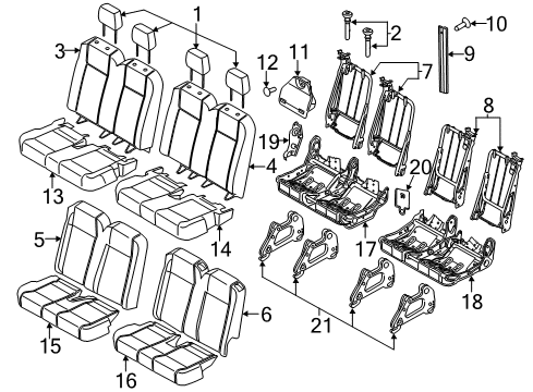 2017 Ford Transit-150 Rear Seat Components Diagram