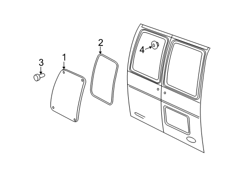 2013 Ford E-250 Back Door - Glass & Hardware Diagram