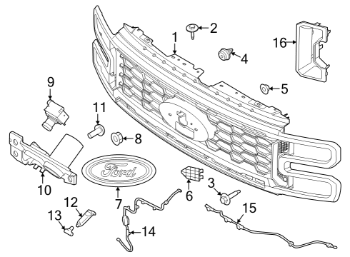 2023 Ford F-250 Super Duty Grille & Components Diagram