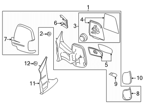 2023 Ford Transit-150 Outside Mirrors Diagram