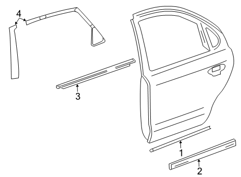 2008 Mercury Sable Exterior Trim - Rear Door Diagram