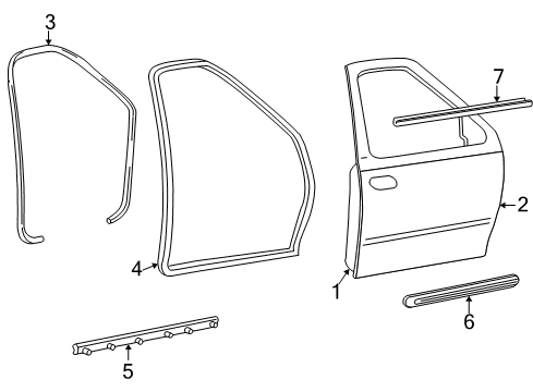 2004 Ford F-150 Heritage Front Door & Components, Exterior Trim Diagram