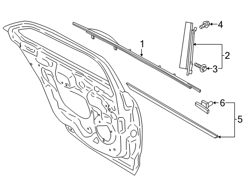 2019 Lincoln Continental Exterior Trim - Rear Door Diagram