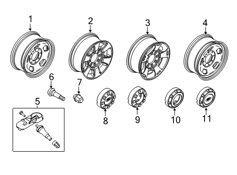 2014 Ford F-350 Super Duty Wheel, Alloy Diagram for DC3Z-1007-C