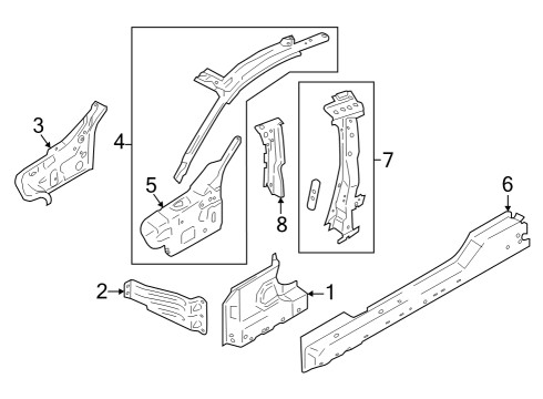 2024 Ford Mustang Inner Lock Pillar, Driver Side Diagram for FR3Z-6302039-A