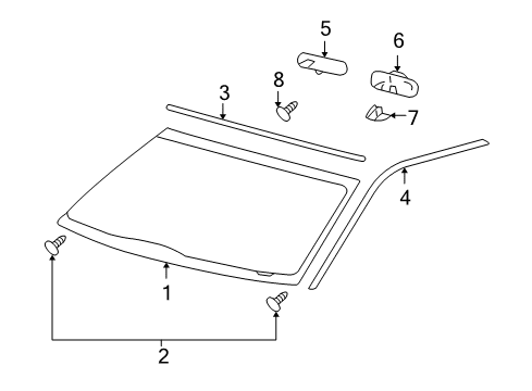 2008 Ford F-150 Windshield Glass Diagram
