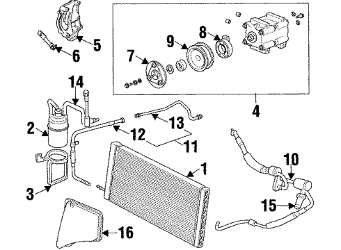 1999 Mercury Sable A/C Condenser, Compressor & Lines Diagram