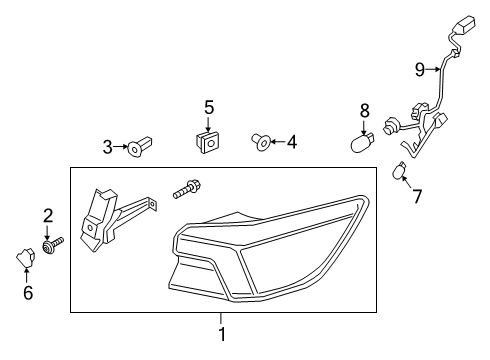 2020 Ford Escape Tail Lamp Assembly, Rear Outer Passenger Side Diagram for LJ6Z-13404-E