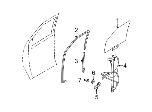 2013 Ford E-250 Front Door - Glass & Hardware Diagram
