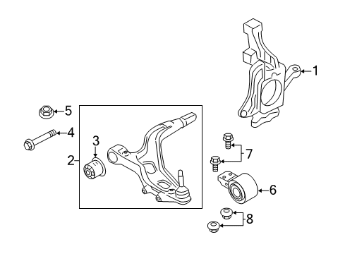 2018 Ford Police Interceptor Utility Front Suspension Components, Lower Control Arm, Stabilizer Bar Diagram