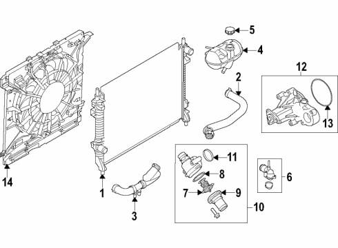 2021 Ford Mustang Fan Assembly, Front Diagram for KR3Z-8C607-A
