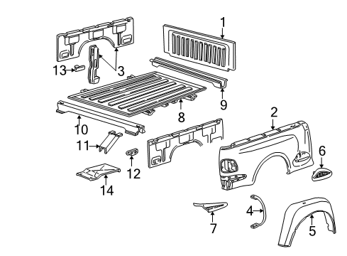 1998 Ford F-150 Front & Side Panels, Floor Diagram 1 - Thumbnail