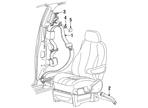 1997 Ford Windstar Retractor Assembly Cover, Prairie Tan, Upper Diagram for F78Z-1660262-AAA