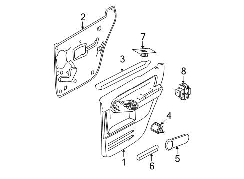 2007 Mercury Mountaineer Interior Trim - Rear Door Diagram