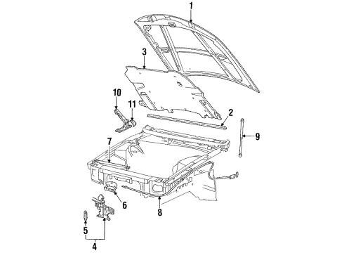 1998 Lincoln Mark VIII Hood Diagram for F7LZ16612AA