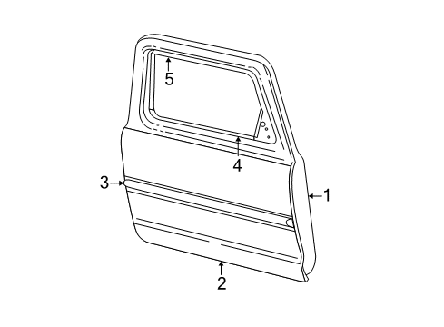 1999 Ford Explorer Front Door & Components, Exterior Trim Diagram