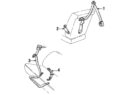 1993 Ford Mustang Retractor, Driver Side Diagram for F3ZZ76611B09C