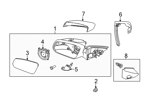 2013 Ford Mustang Mirror Assembly, Black, Passenger Side Diagram for DR3Z-17682-AA
