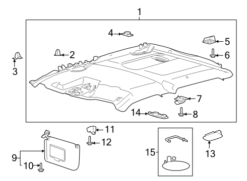 2023 Ford F-150 Lightning Sunvisor, Passenger Side Diagram for JL3Z-1504104-PP