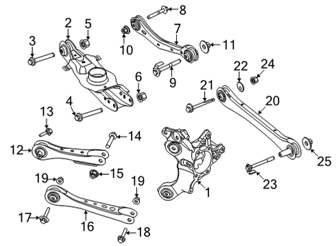 2022 Ford Mustang Mach-E Rear Suspension, Lower Control Arm, Upper Control Arm, Ride Control, Stabilizer Bar, Suspension Components Diagram