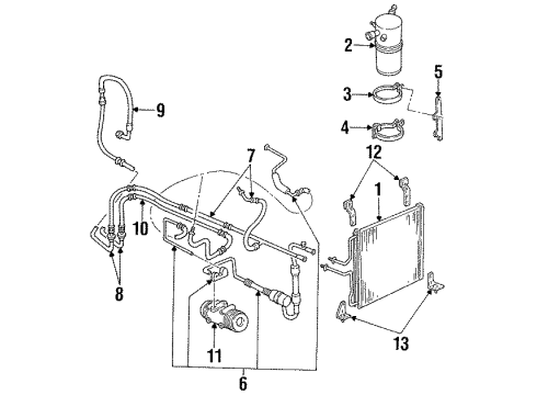 1995 Ford Aerostar A/C Condenser, Compressor & Lines Diagram