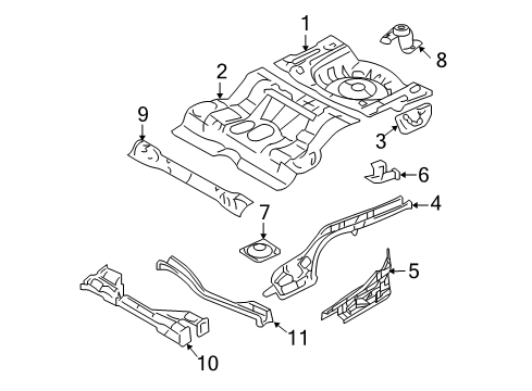 2010 Mercury Milan Rear Floor & Rails Diagram 2 - Thumbnail