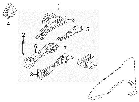 2011 Ford Fusion Structural Components & Rails Diagram 1 - Thumbnail