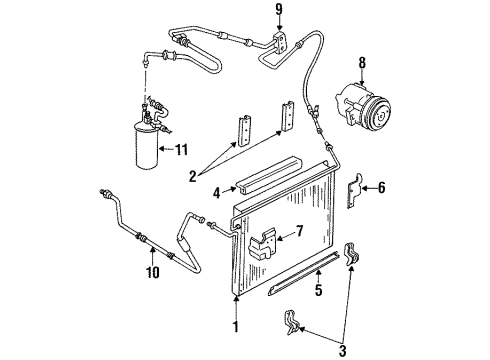 1994 Ford Ranger A/C Condenser, Compressor & Lines Diagram