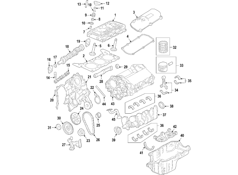 2005 Mercury Monterey Engine Parts, Mounts, Cylinder Head & Valves, Camshaft & Timing, Oil Pan, Oil Pump, Balance Shafts, Crankshaft & Bearings, Pistons, Rings & Bearings Diagram