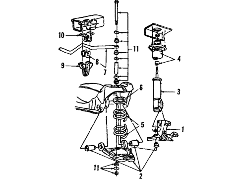 1985 Lincoln Mark VII Front Suspension Components, Lower Control Arm, Stabilizer Bar Diagram