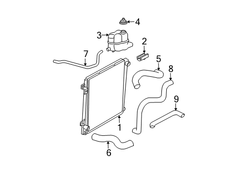 2007 Mercury Mountaineer Radiator & Components Diagram