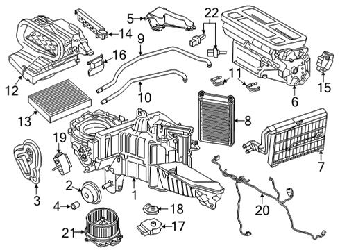 2022 Ford F-150 A/C Evaporator & Heater Components Diagram