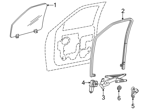 2004 Ford F-150 Heritage Glass - Front Door Diagram