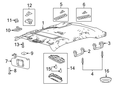 2015 Ford Police Interceptor Sedan Interior Trim - Roof Diagram