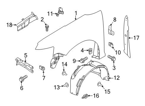 2010 Ford Flex Fender & Components Diagram