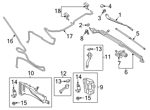 2017 Ford C-Max Windshield - Wiper & Washer Components Diagram