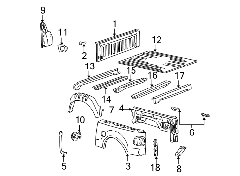 2003 Ford F-150 Front & Side Panels, Floor Diagram 3 - Thumbnail