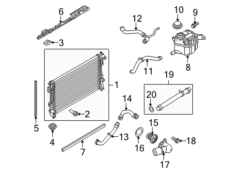2014 Lincoln MKS Radiator & Components Diagram