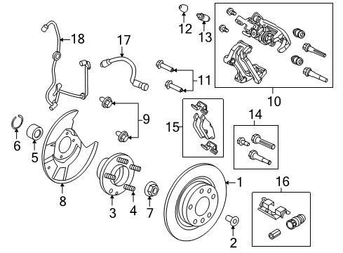 2011 Mercury Milan ABS Sensor, Rear Passenger Side Diagram for AE5Z-2C182-A