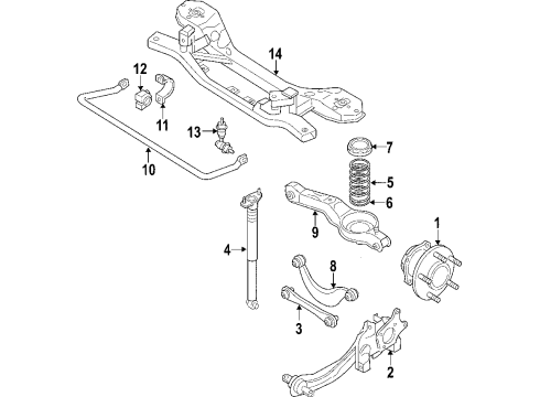 2010 Ford Edge Rear Suspension Components, Lower Control Arm, Upper Control Arm, Stabilizer Bar Diagram