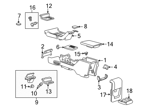 2005 Mercury Mountaineer Front Console, Rear Console Diagram