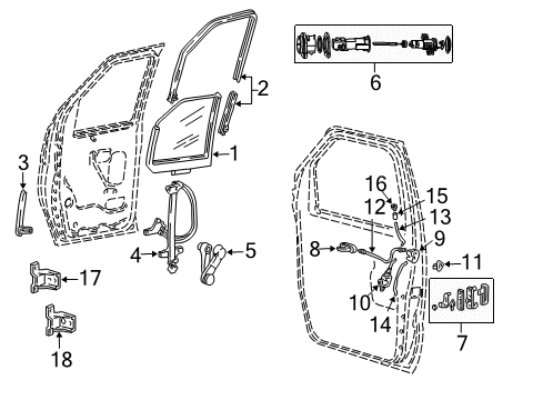 1992 Ford E-150 Econoline Door Glass & Hardware Diagram