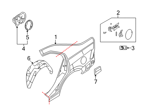 2008 Mercury Milan Quarter Panel & Components Diagram