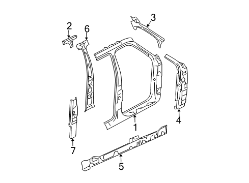 2005 Ford Expedition Center Pillar, Hinge Pillar, Rocker, Uniside Diagram